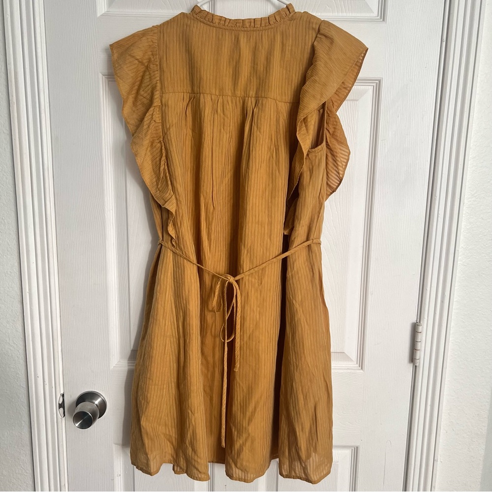 NWT Ann Taylor | Mustard Yellow Ruffle Dress - Picture 3 of 8